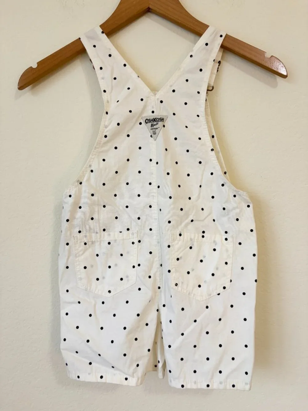 New Osh Kosh B'Gosh Overalls Girls 5T White Polka Dot Bib Shortalls